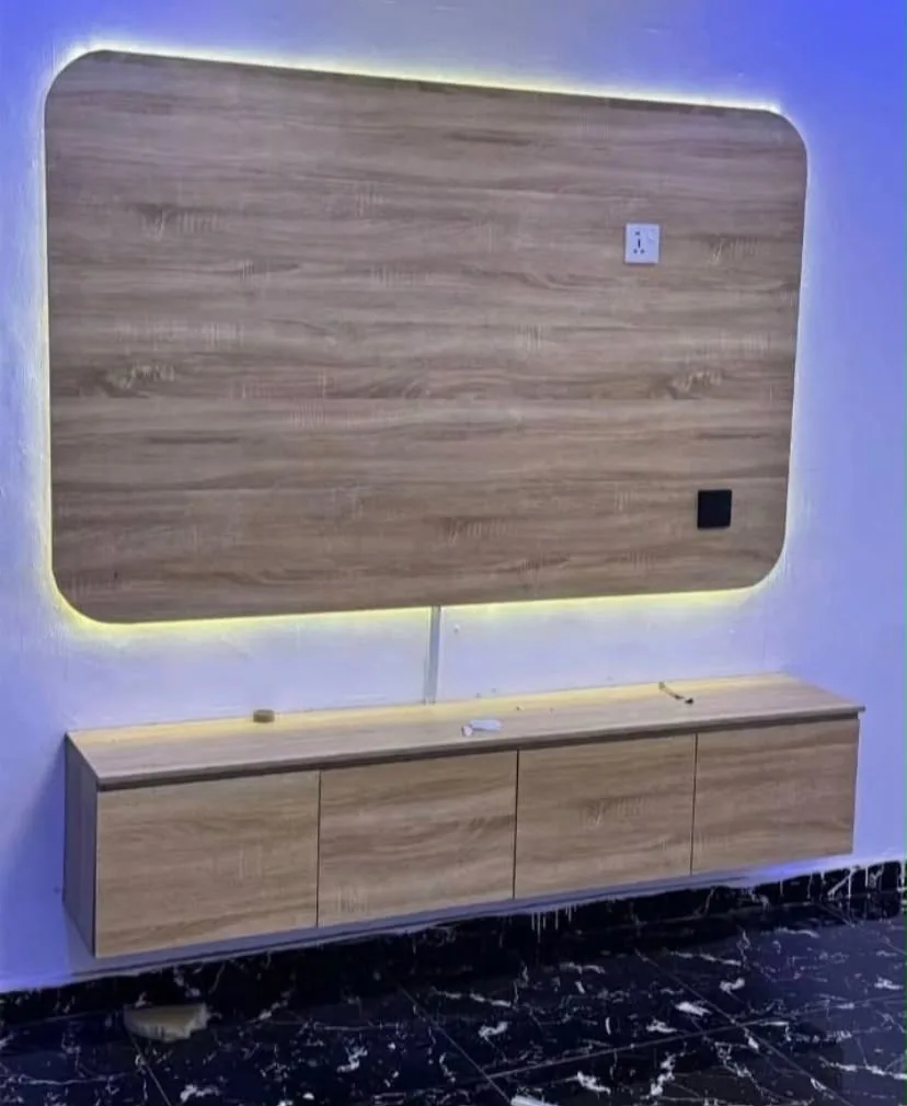 Floating TV Console with LED Backlit Panel