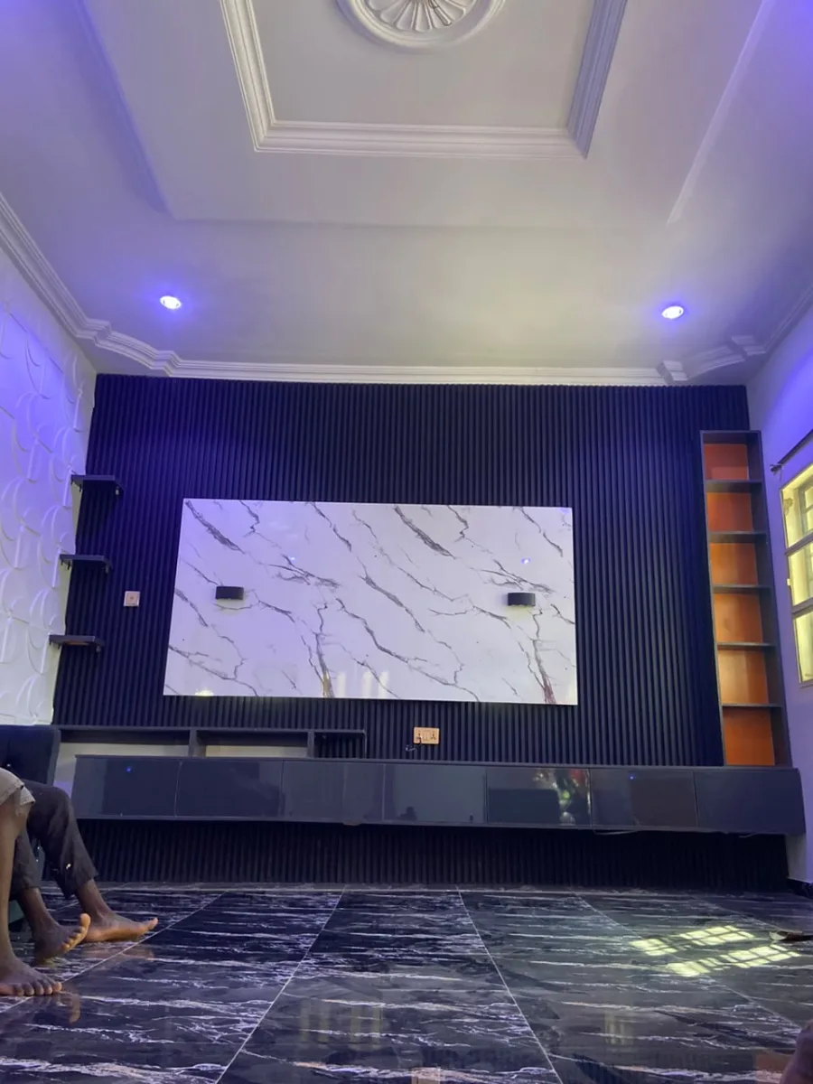 Luxury TV Wall Unit with Marble Panel