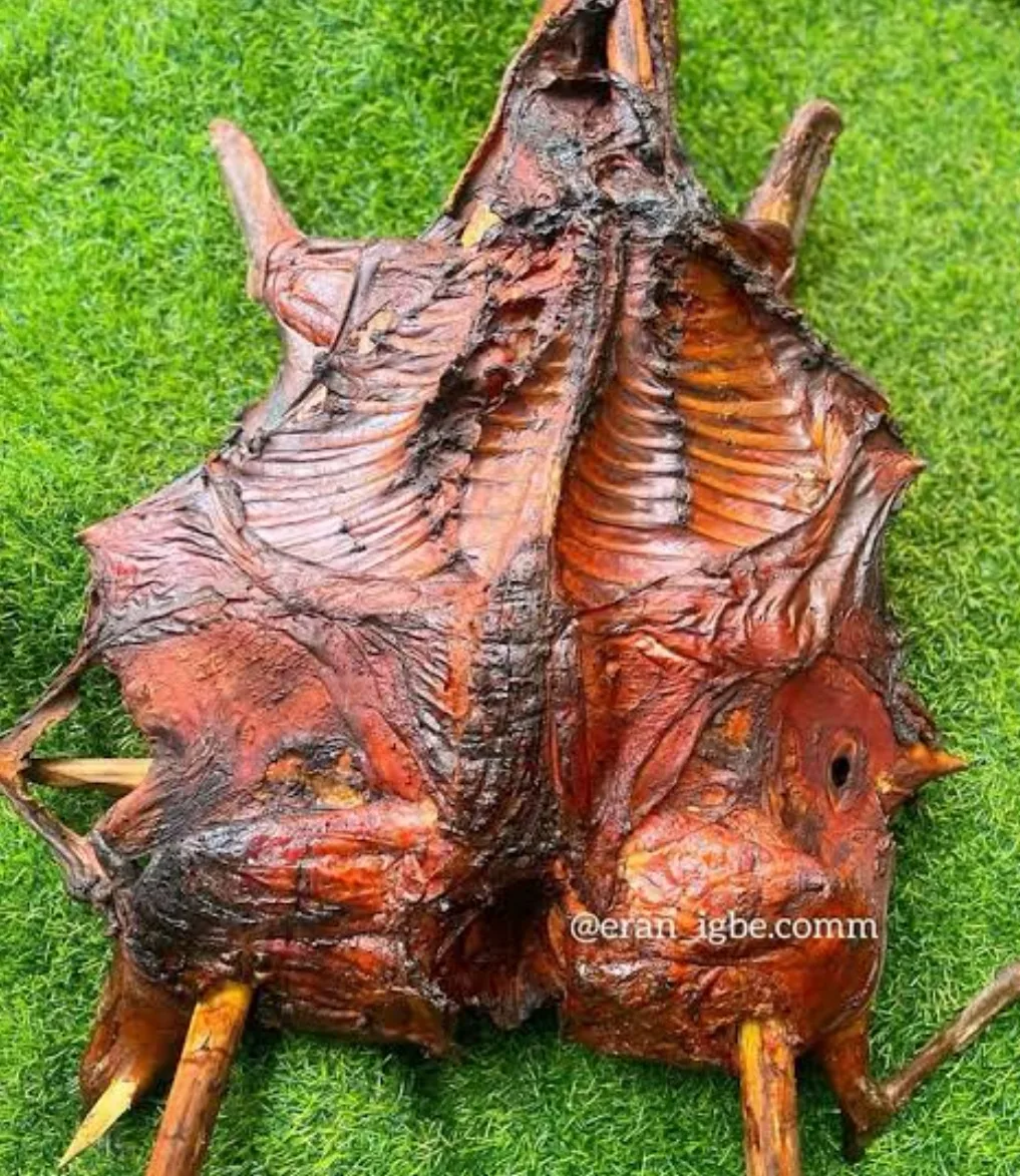 Locally grilled bush meat (grasshcutter)